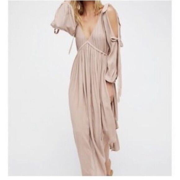 Free People Nude Sand Beige Beach Dress Layered Cutout Womens Medium - Picture 10 of 11